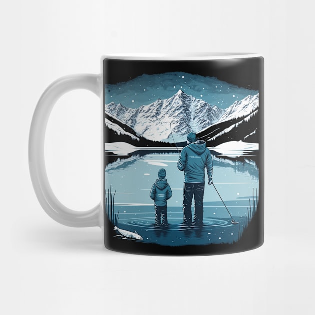 dad and son ice fishing by Transcendexpectation